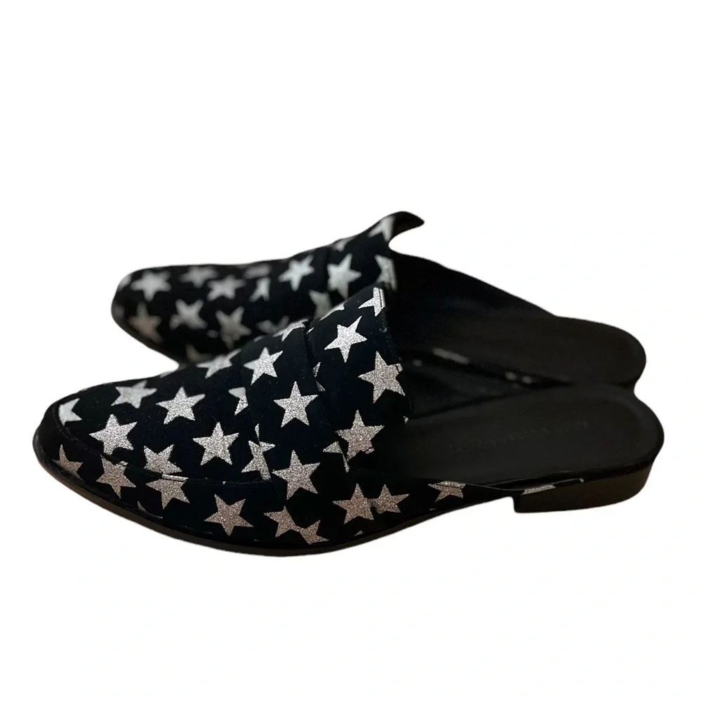 Rebecca Minkoff Black Mika In Galaxy Print Mules/Slides